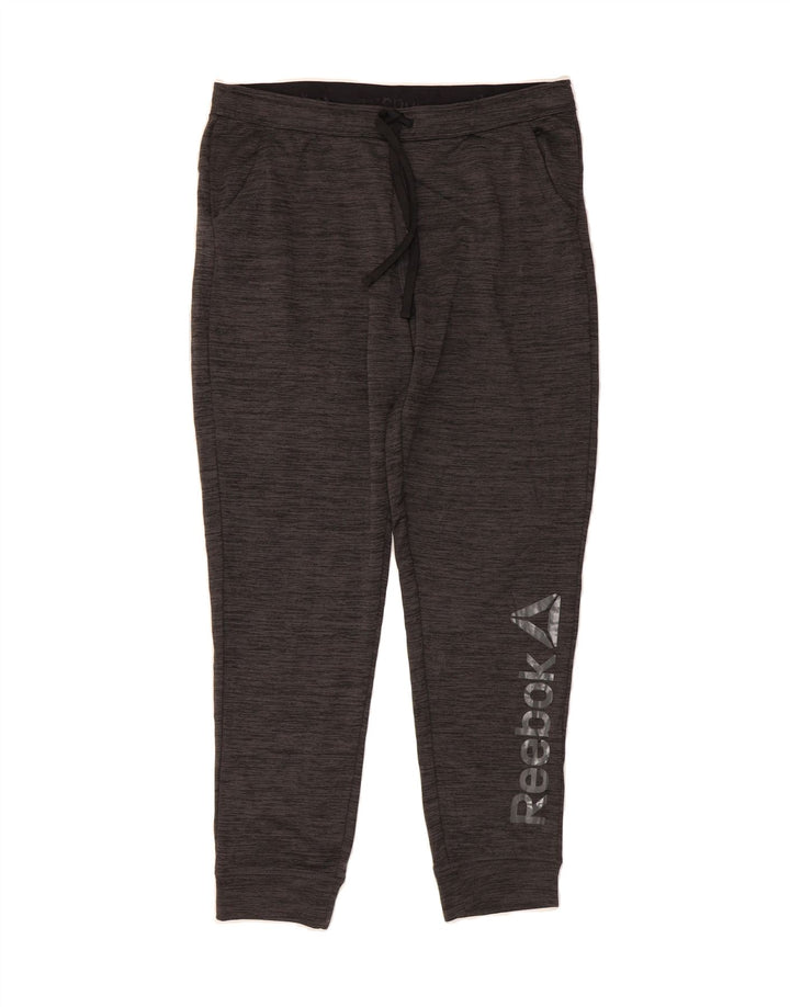 REEBOK Mens Graphic Tracksuit Trousers Joggers Large Grey Pinstripe Vintage Reebok and Second-Hand Reebok from Messina Hembry 