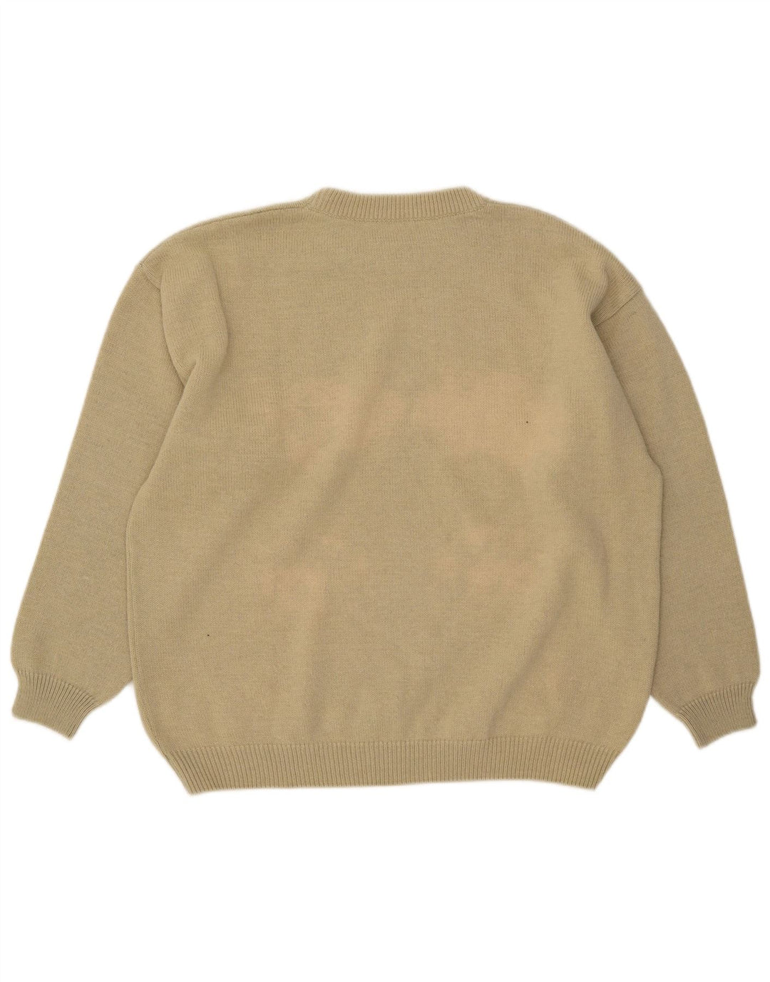 Suéter masculino vintage com gola redonda IT 52 grande lã bege