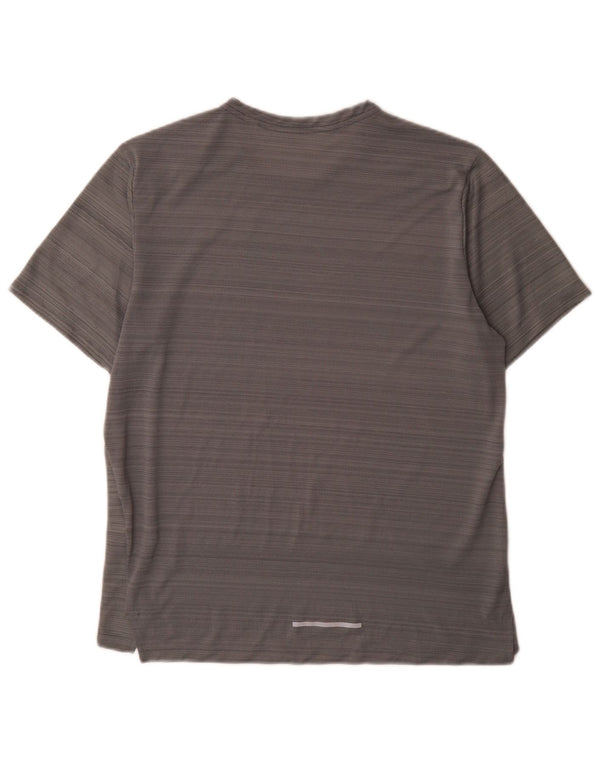 Camiseta masculina Nike Dri Fit Top cinza médio listrado poliéster