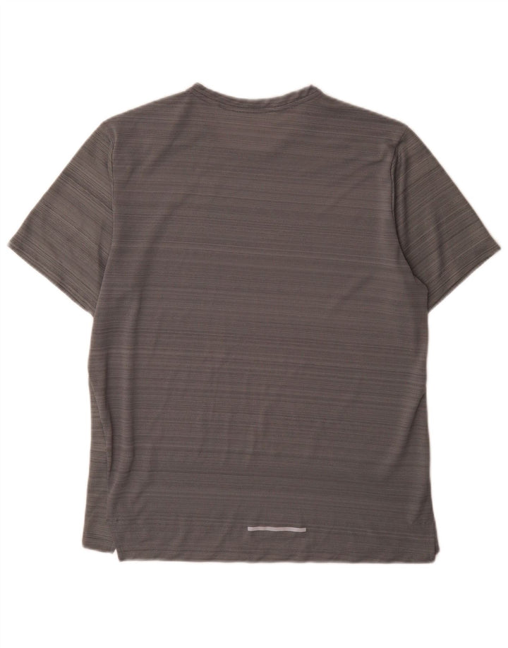 Camiseta masculina Nike Dri Fit Top cinza médio listrado poliéster