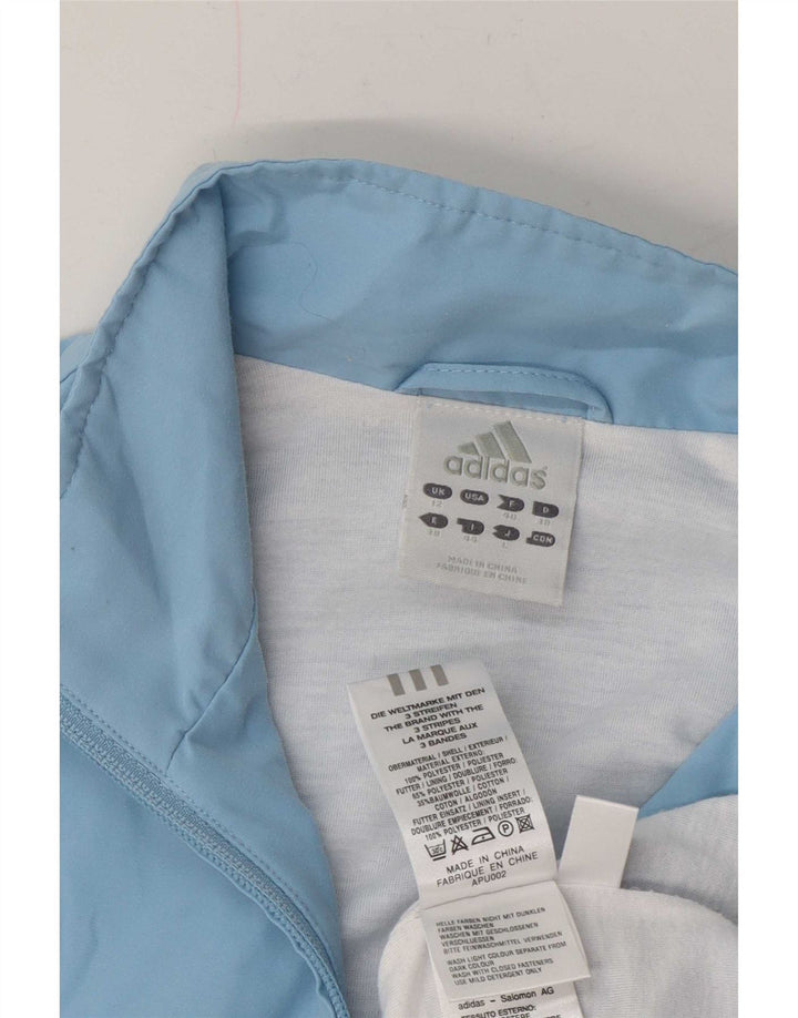 Adidas Womens Tracksuit Top Jacket UK 12 Médio Azul Poliéster