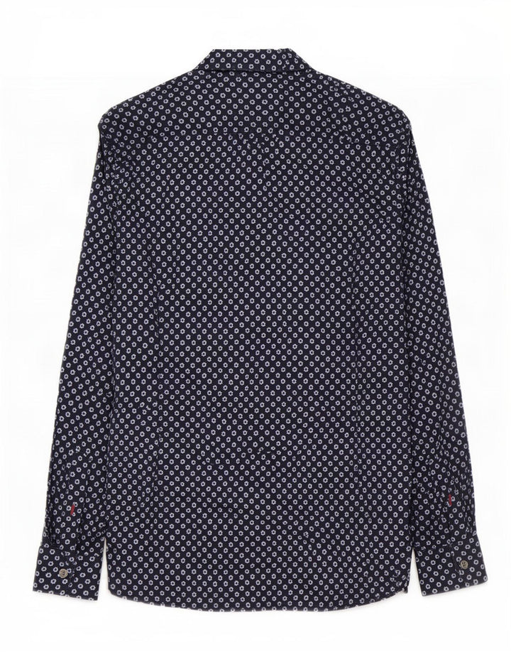Camisa masculina Ted Baker tamanho 2 pequeno algodão floral azul marinho