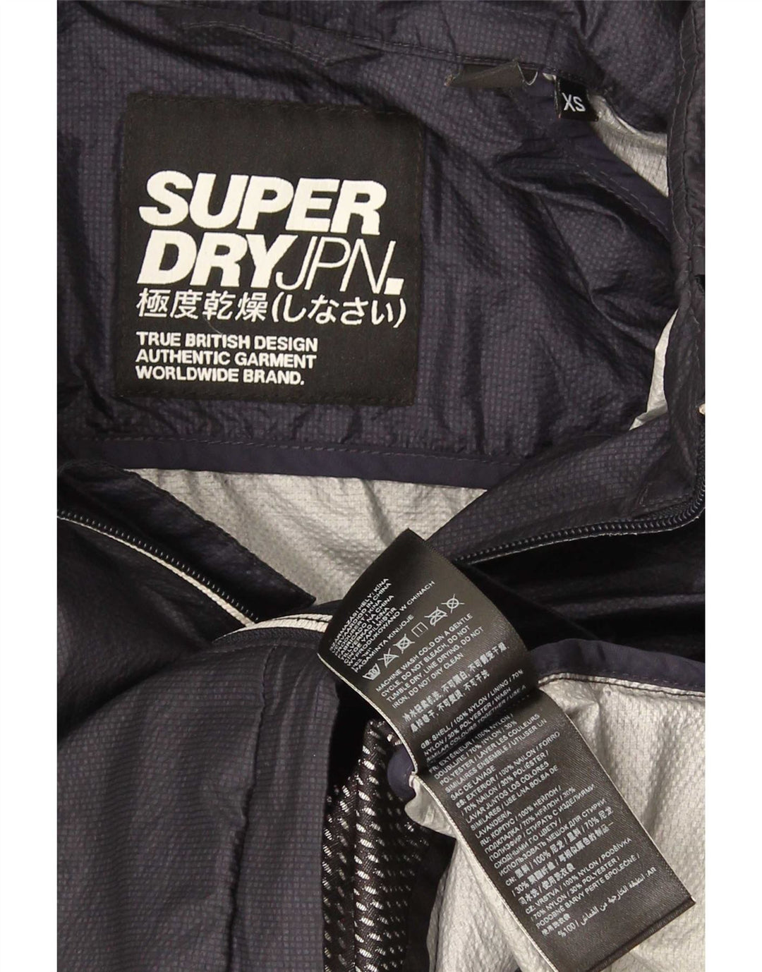 Jaqueta de chuva masculina Superdry UK 34 XS azul marinho nylon