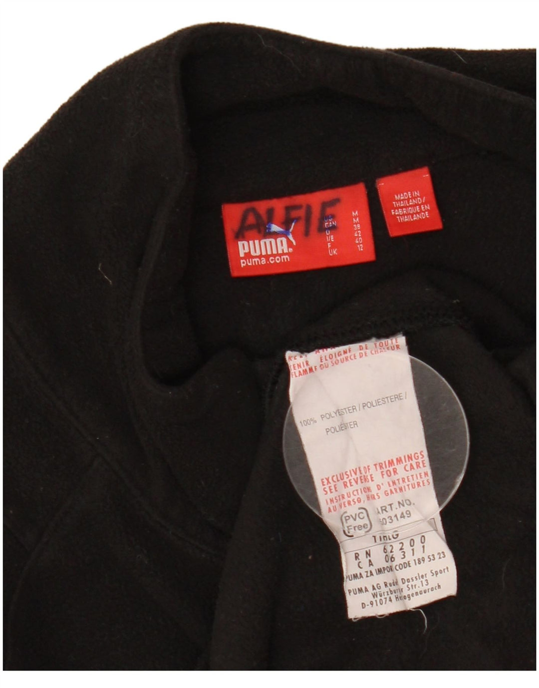Jumper de lã feminino Puma com zíper e gola UK 12 poliéster preto médio