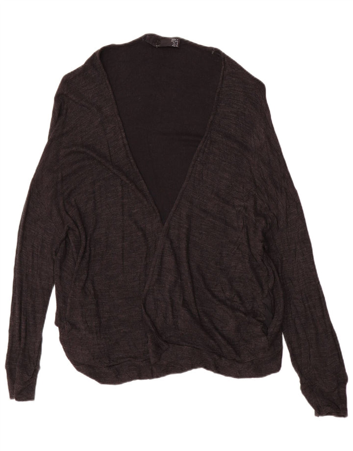 Zara Suéter Cardigan Aberto Feminino Reino Unido 10 Pequeno Cinza