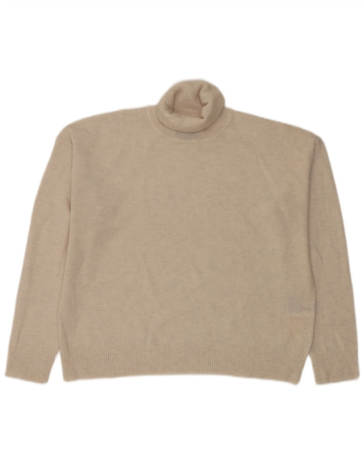 Superdry Suéter feminino superdimensionado com gola redonda Reino Unido 14 lã bege grande