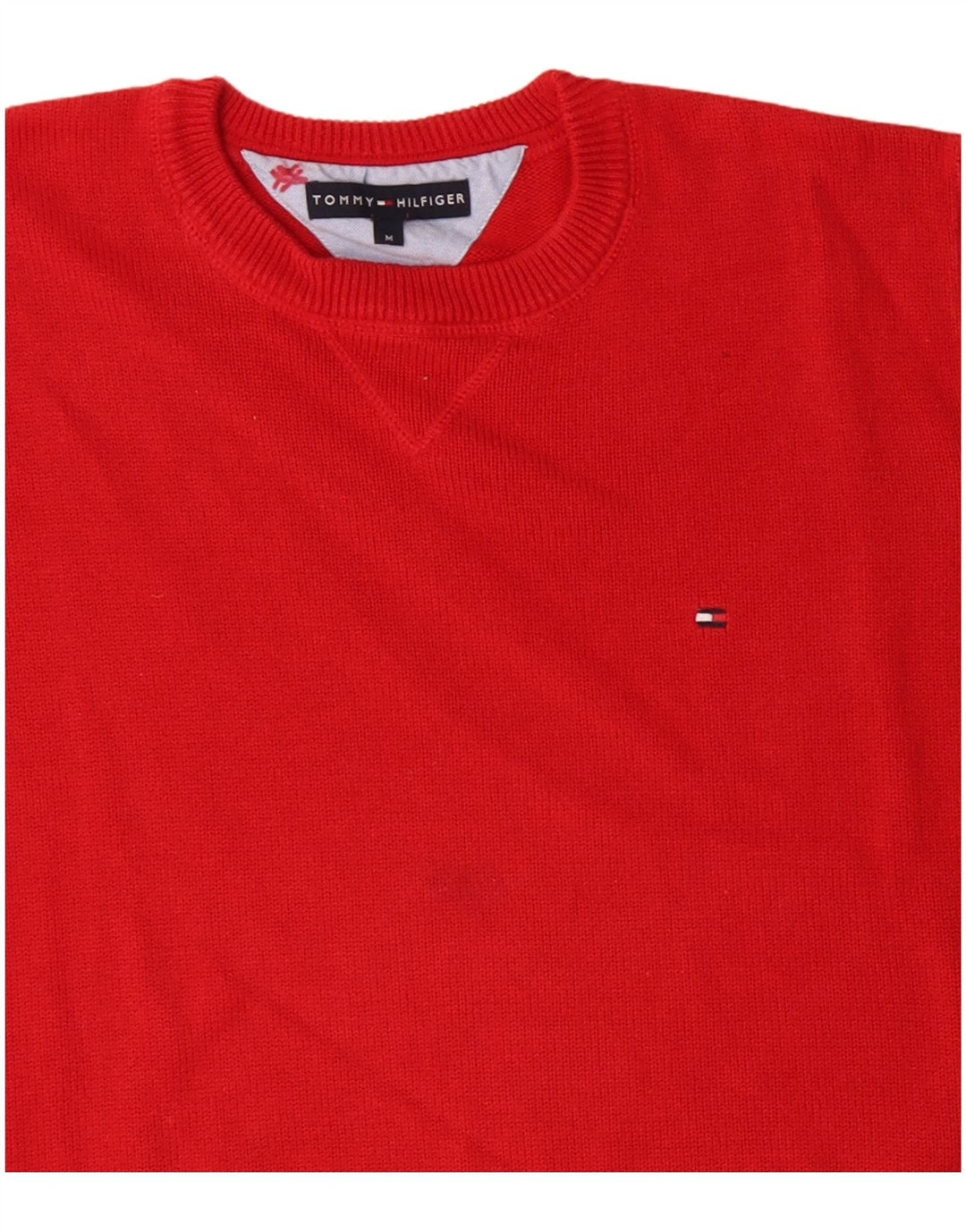 Suéter masculino TOMMY HILFIGER com gola redonda, algodão vermelho médio