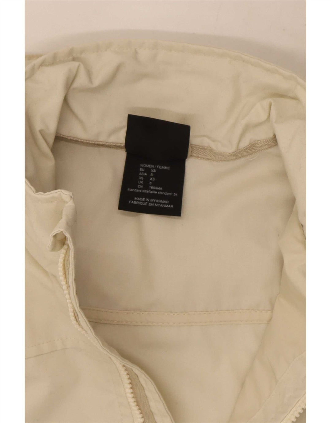 Jaqueta de chuva feminina com capuz Jack Wolfskin UK 6 XS poliéster branco
