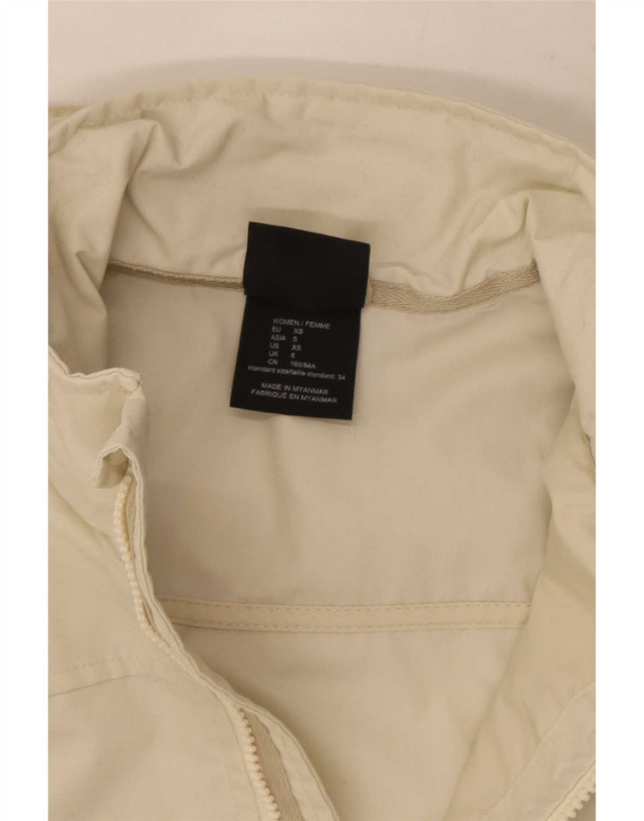 Jaqueta de chuva feminina com capuz Jack Wolfskin UK 6 XS poliéster branco