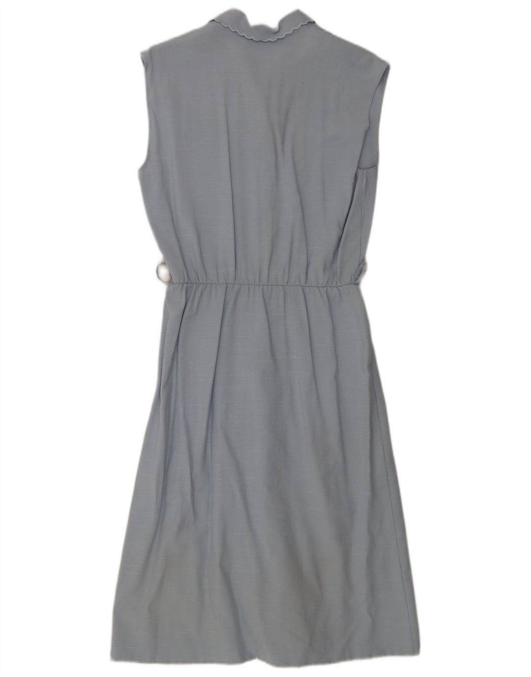 Vestido feminino vintage sem mangas evasê IT 44 viscose azul médio