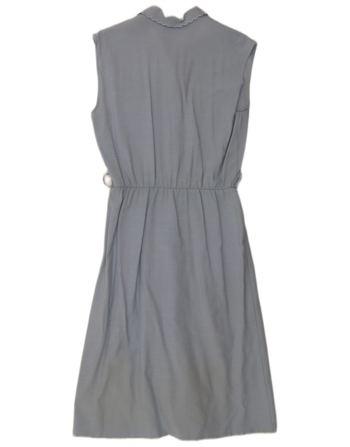 Vestido feminino vintage sem mangas evasê IT 44 viscose azul médio