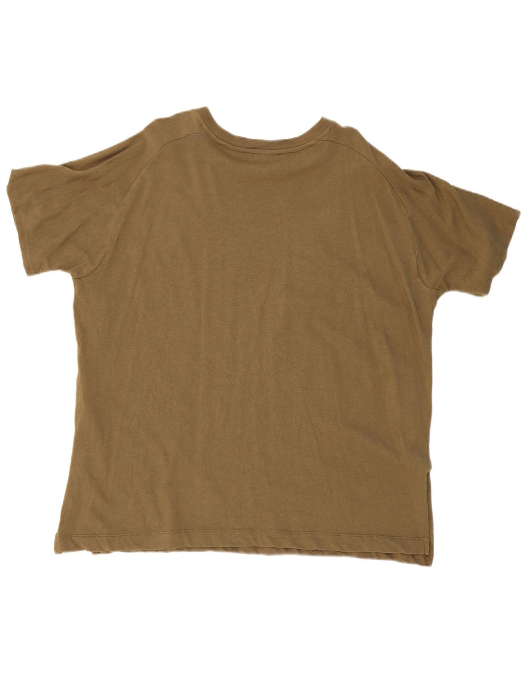 Camiseta masculina ZARA Top grande de algodão cáqui