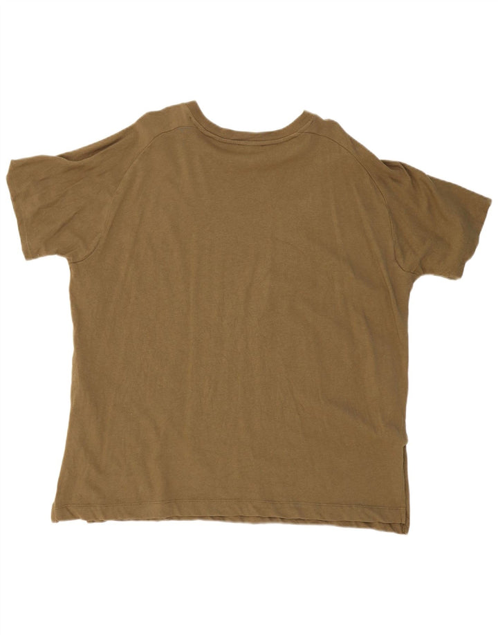 Camiseta masculina ZARA Top grande de algodão cáqui