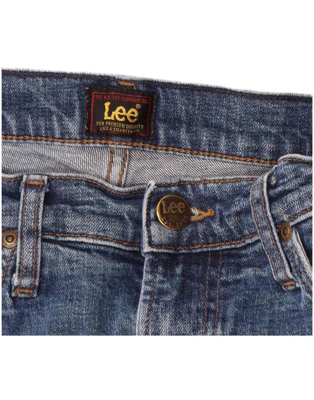 LEE Masculino Daren Zip Fly Straight Jeans W34 L32 Azul Algodão