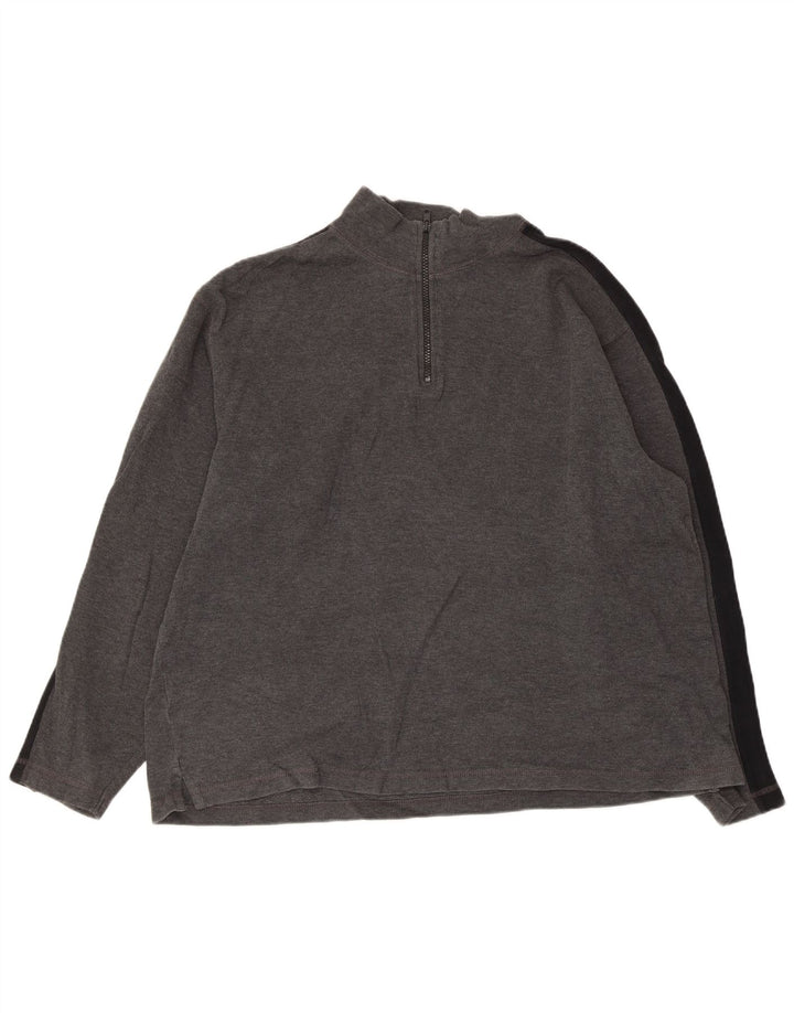 EDDIE BAUER Suéter masculino com gola e zíper, grande, cinza, algodão colorblock