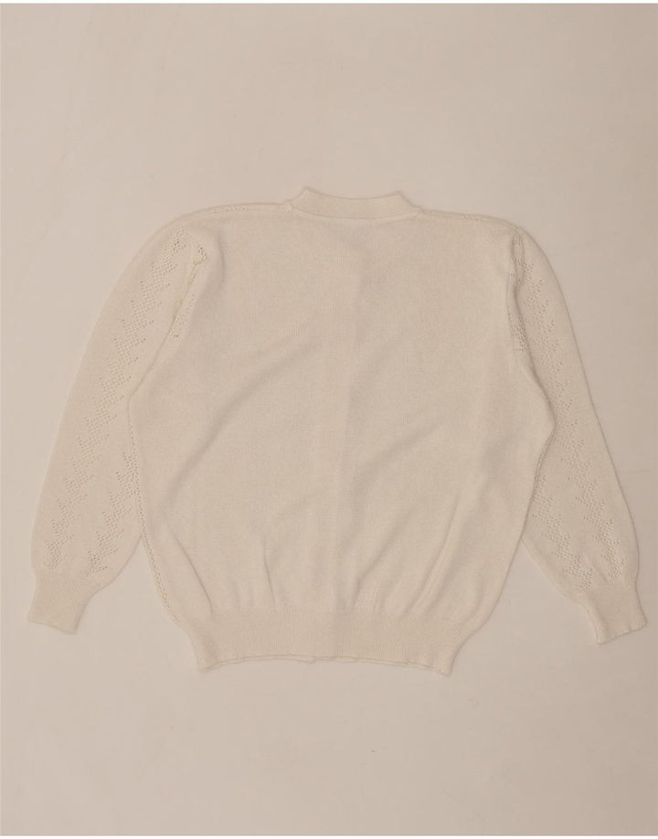 VINTAGE Womens Oversized Cardigan Sweater IT 44/46 Large White Cotton Vintage Vintage and Second-Hand Vintage from Messina Hembry 