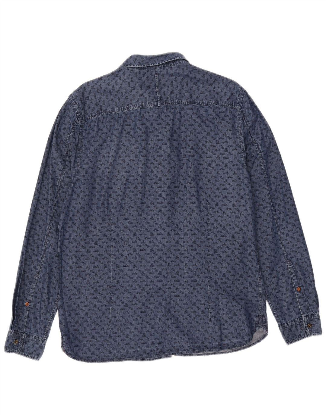 White Stuff Masculino Padrão Abstrato Camisa Slim Fit Grande Algodão Azul