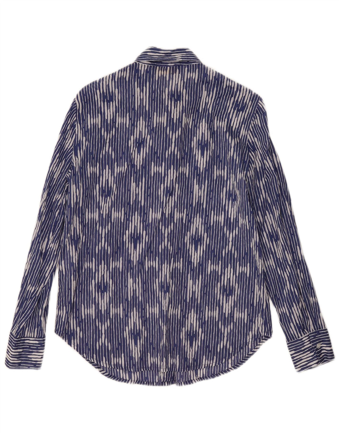 Camisa feminina Piombo UK 10 algodão Ikat azul pequeno