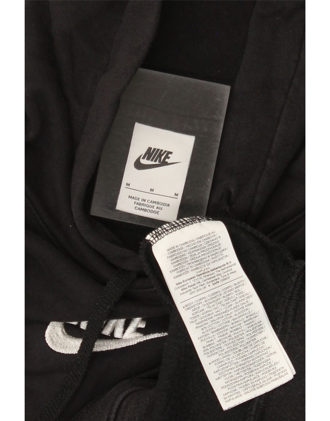 NIKE Mens Graphic Hoodie Jumper Médio Preto Colourblock Algodão