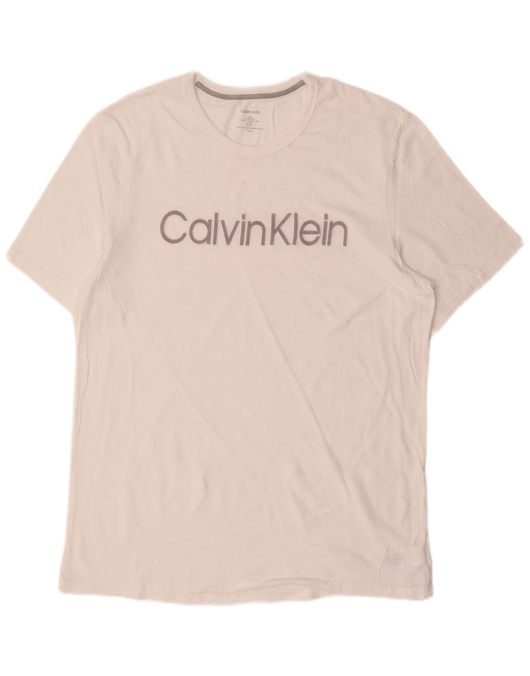 Camiseta masculina Calvin Klein com estampa gráfica grande branca