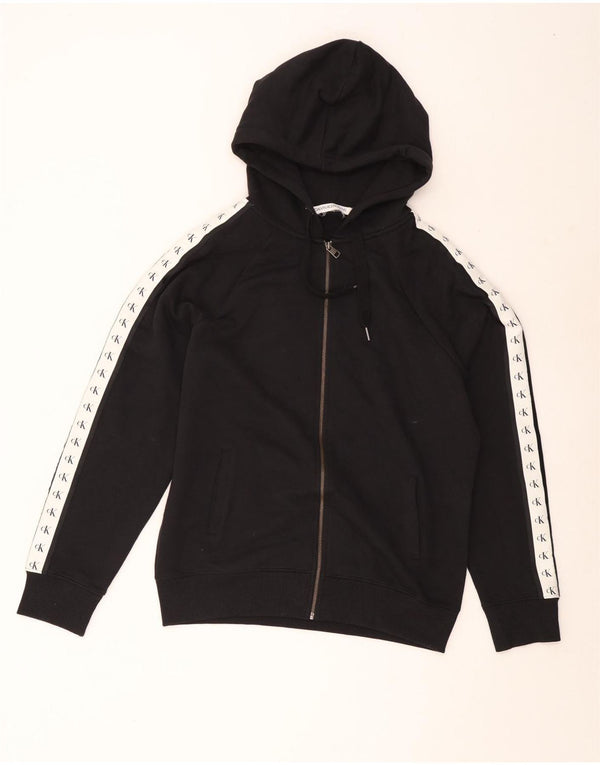 Calvin Klein Jeans Womens Zip Hoodie Sweater UK 16 Large Black Colourblock