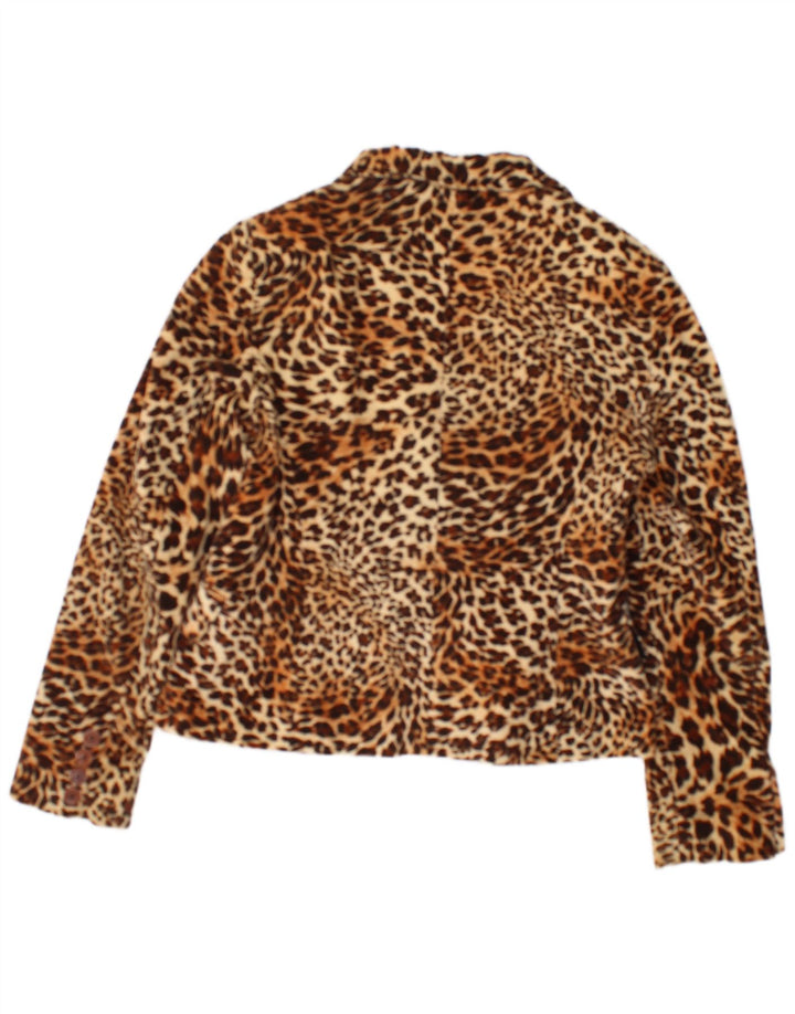 Jaqueta blazer feminina vintage com 1 botão Reino Unido 12 marrom médio com estampa animal