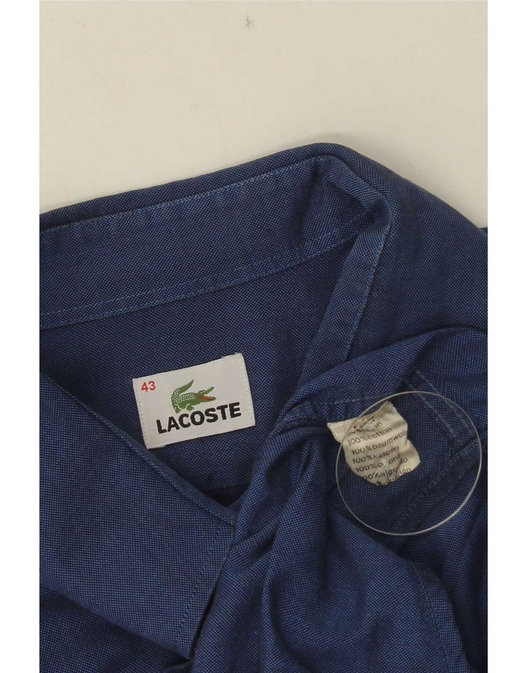 Camisa masculina Lacoste tamanho 43 grande algodão azul