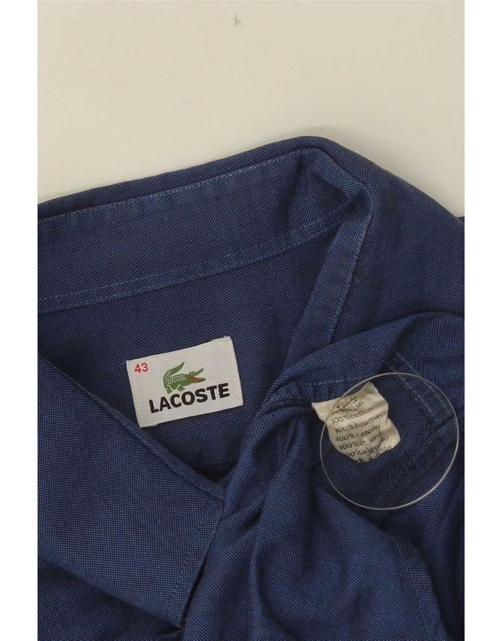 Camisa masculina Lacoste tamanho 43 grande algodão azul