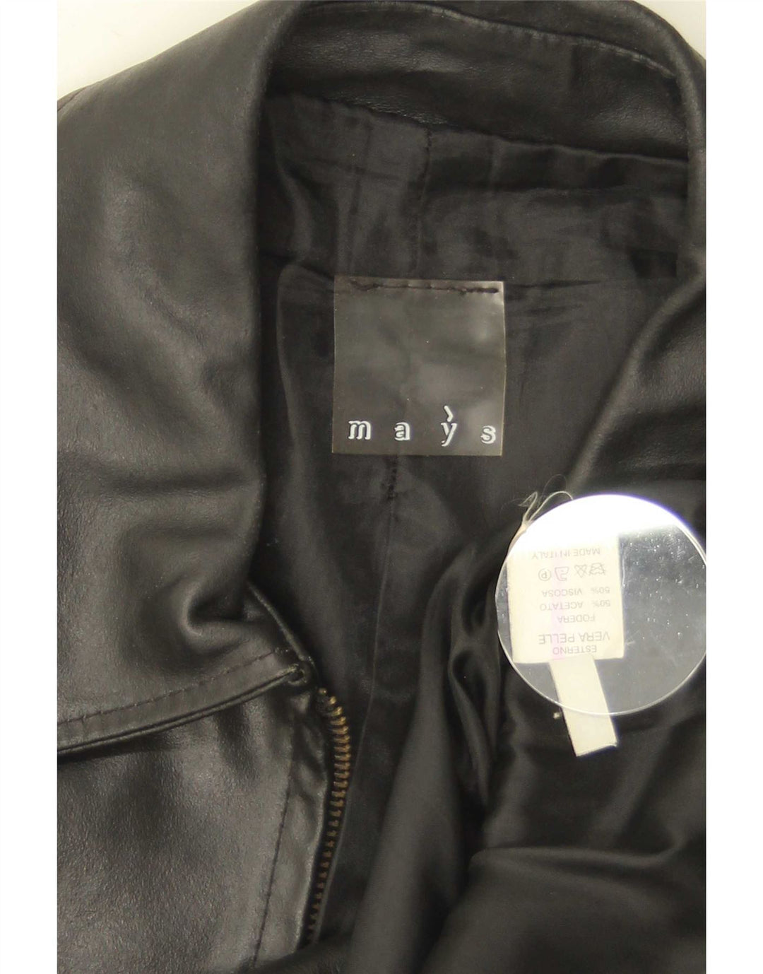 Jaqueta de couro masculina Mays IT 46 pequena couro preto