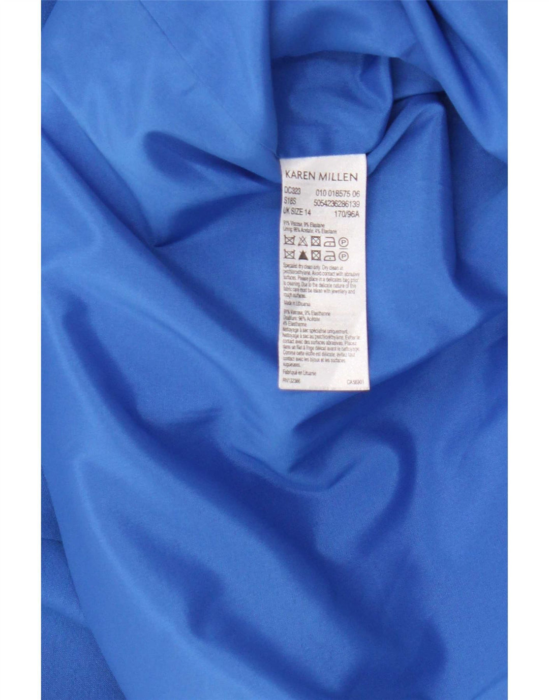 Vestido bainha feminino Karen Millen UK 14 viscose azul médio