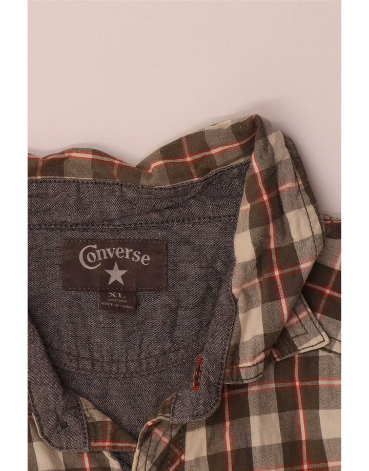 Camisa masculina Converse XL caqui xadrez algodão