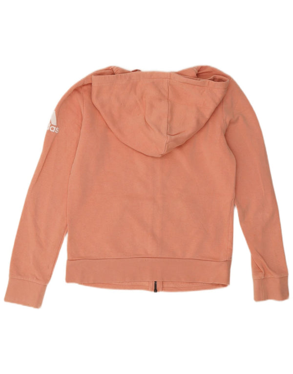 Suéter Adidas feminino com capuz e zíper gráfico UK 8/10 pequeno algodão rosa