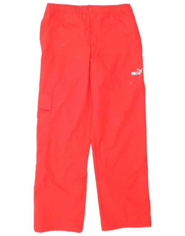 PUMA Mens Straight Cargo Calças Médio W32 L32 Poliéster Vermelho Esportes