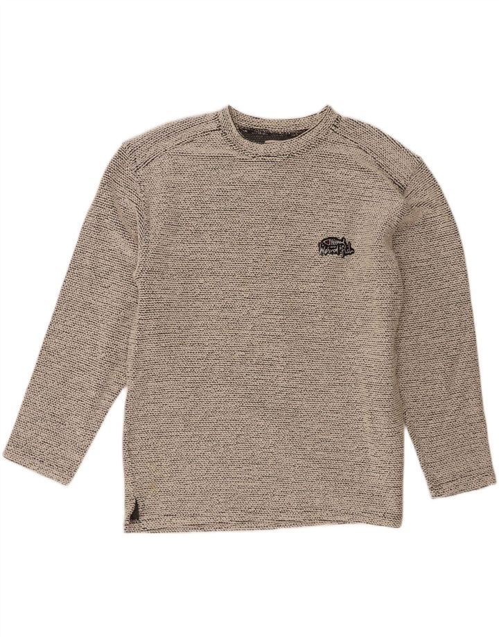 Suéter masculino estranho com gola redonda e algodão branco grande