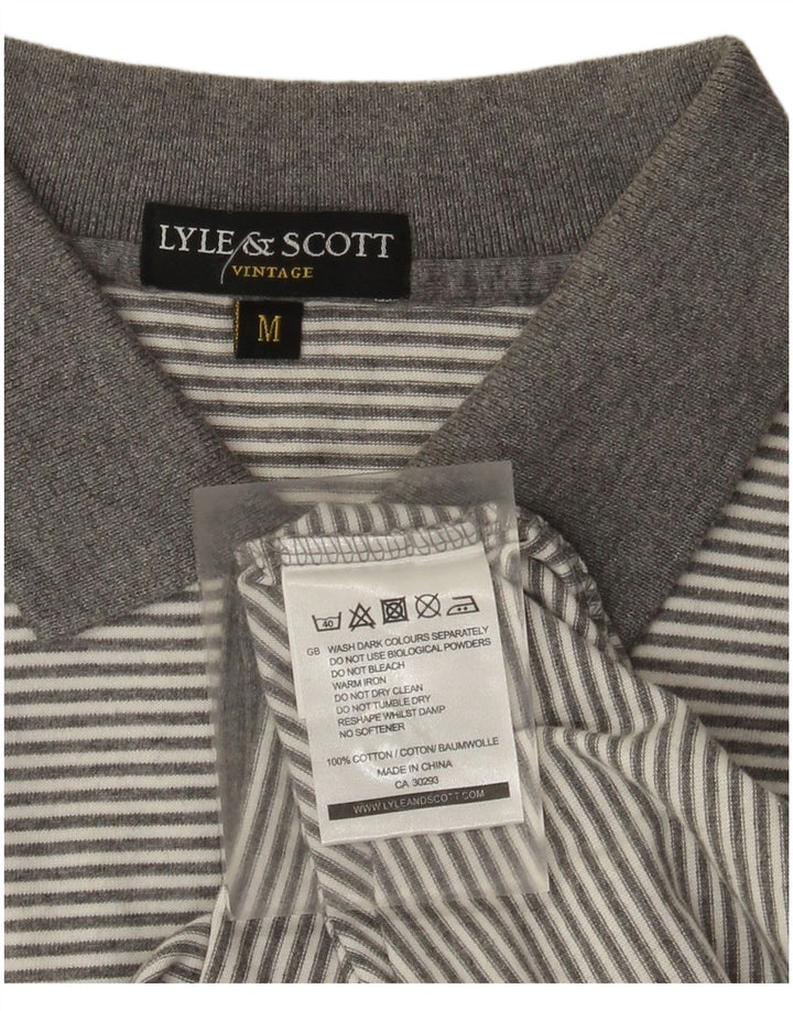 Camisa polo masculina Lyle & Scott algodão listrado cinza médio