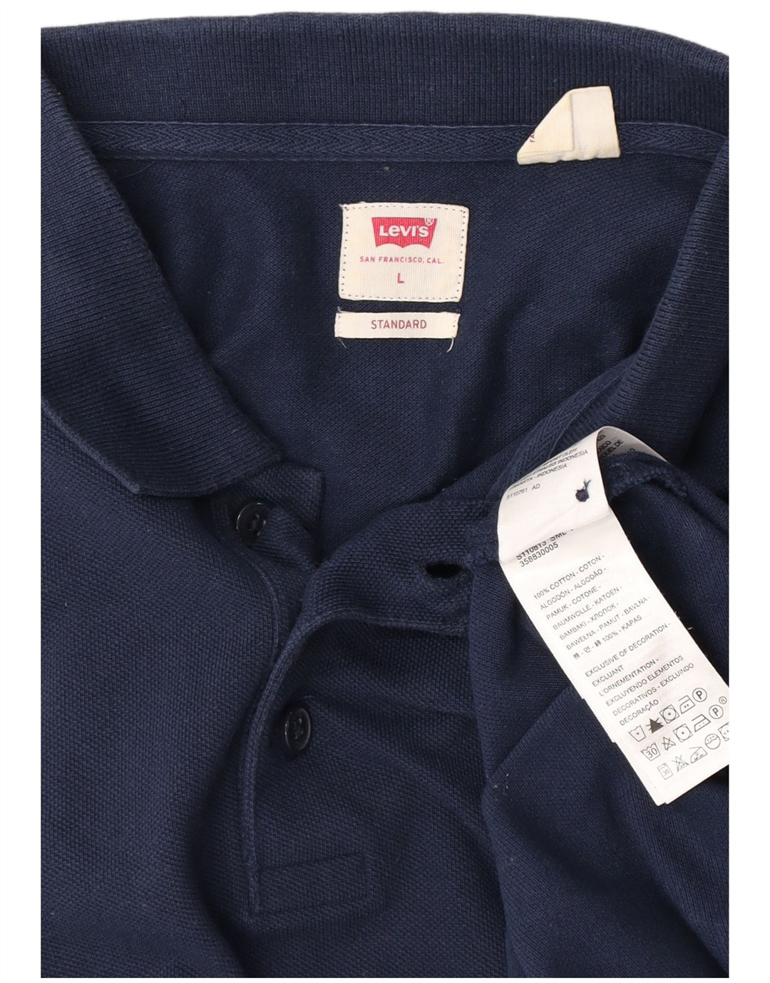 Camisa polo masculina Levi's Standard grande algodão azul marinho