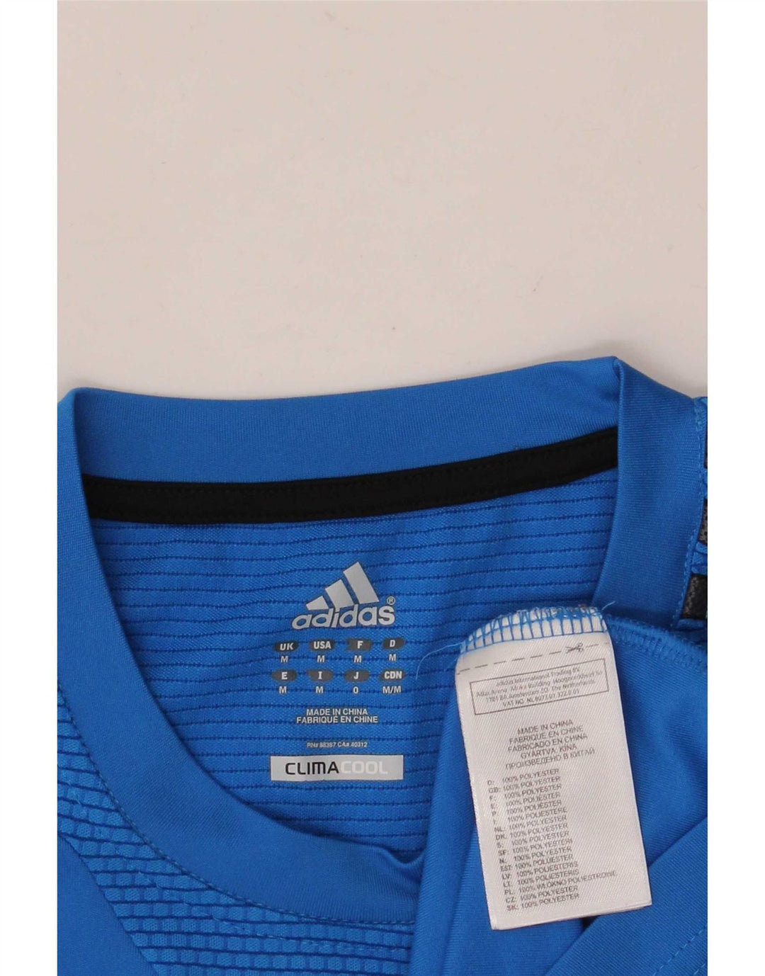Camiseta masculina Adidas Climacool Top médio azul colorblock poliéster