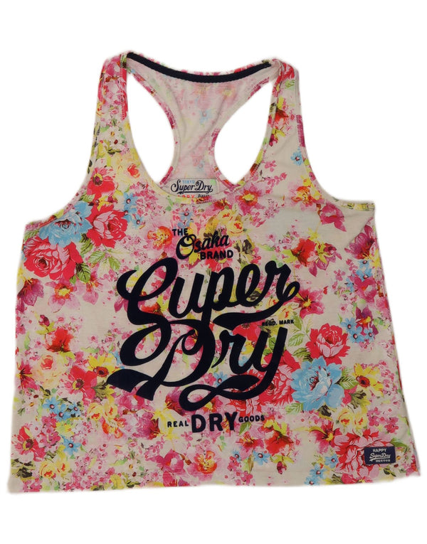 Superdry Womens Graphic Vest Top UK 16 Grande Poliéster Floral Multicolorido