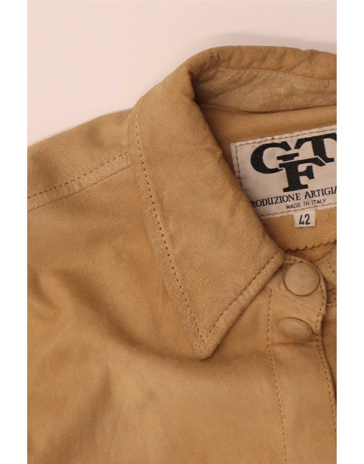 Camisa feminina vintage de camurça IT 42 bege médio