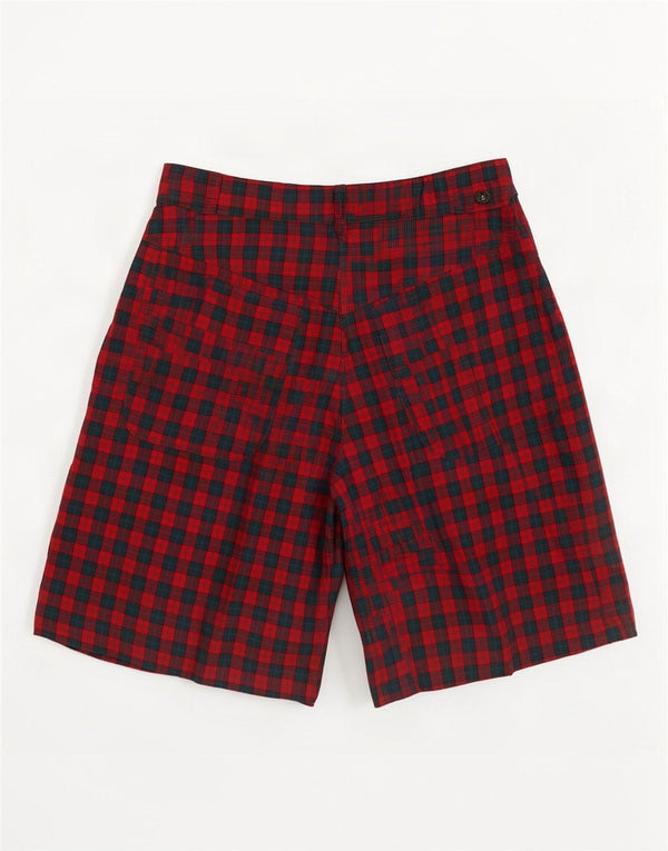 Sergio Tacchini Womens High Waist Chino Shorts IT 44 Medium W26 Red Check