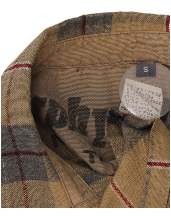 Camisa masculina de flanela Murphy & Nye pequena bege xadrez acrílica