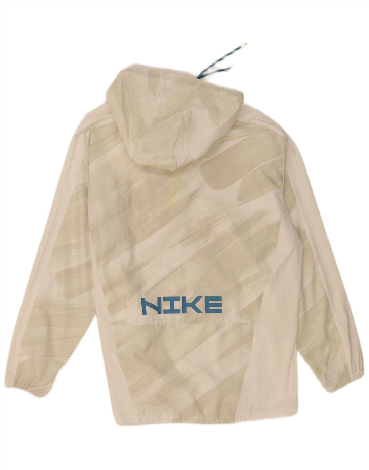 Nike masculino solto ajuste com capuz pulôver jaqueta de chuva Reino Unido 40 grande bege listrado