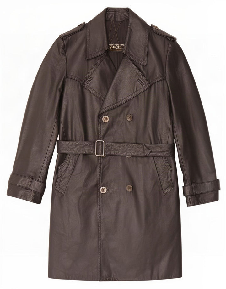 Casaco masculino de couro com peito duplo Windsor IT 50 grande preto