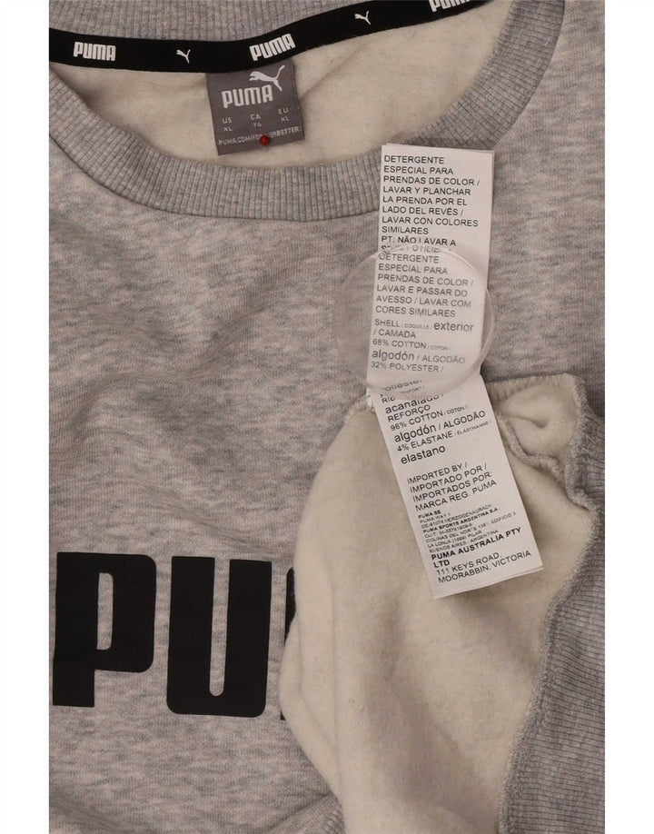 Puma masculino gráfico moletom jumper XL cinza manchado de algodão