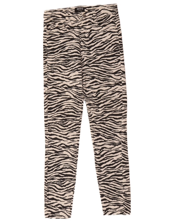 Zara Womens Trafaluc Slim Jeans EU 38 Pequeno W28 L28 Branco Animal Print