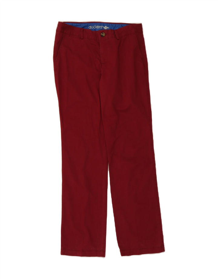 DOCKERS Womens Straight Chino Trousers US 8 Medium W32 L33 Burgundy Cotton Vintage Dockers and Second-Hand Dockers from Messina Hembry 