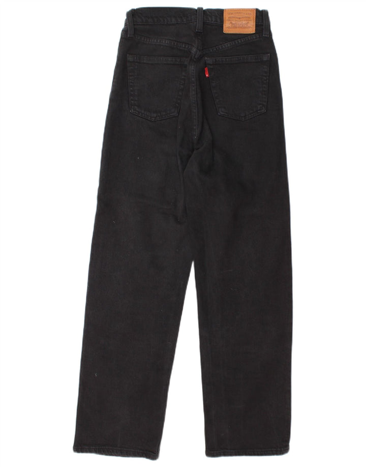 LEVI'S Womens Ribcage Straight Jeans W24 L26 Black Cotton
