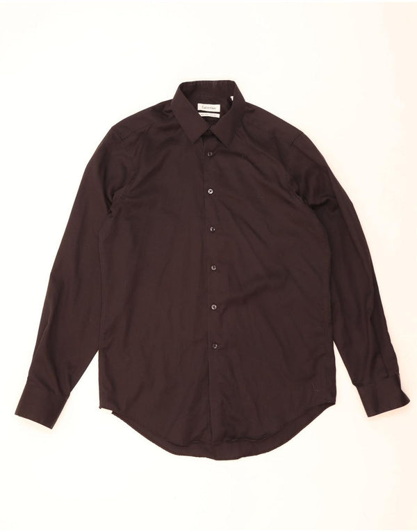 Camisa masculina Calvin Klein Slim Fit tamanho 15 1/2 preto médio