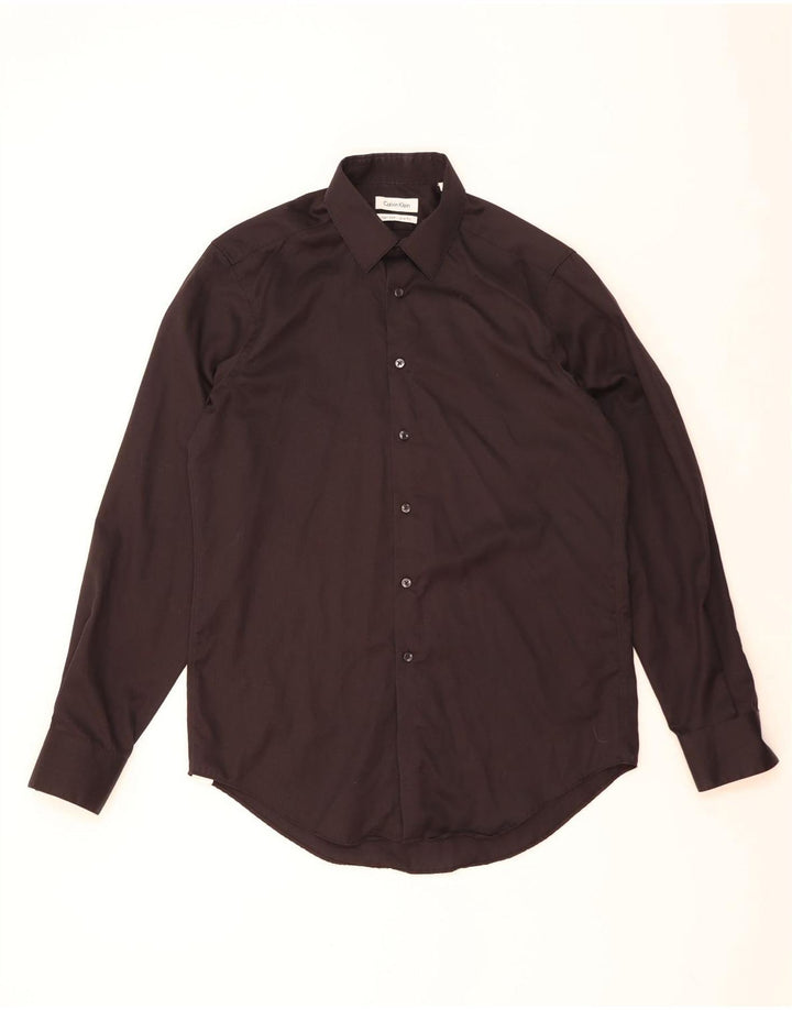 Camisa masculina Calvin Klein Slim Fit tamanho 15 1/2 preto médio