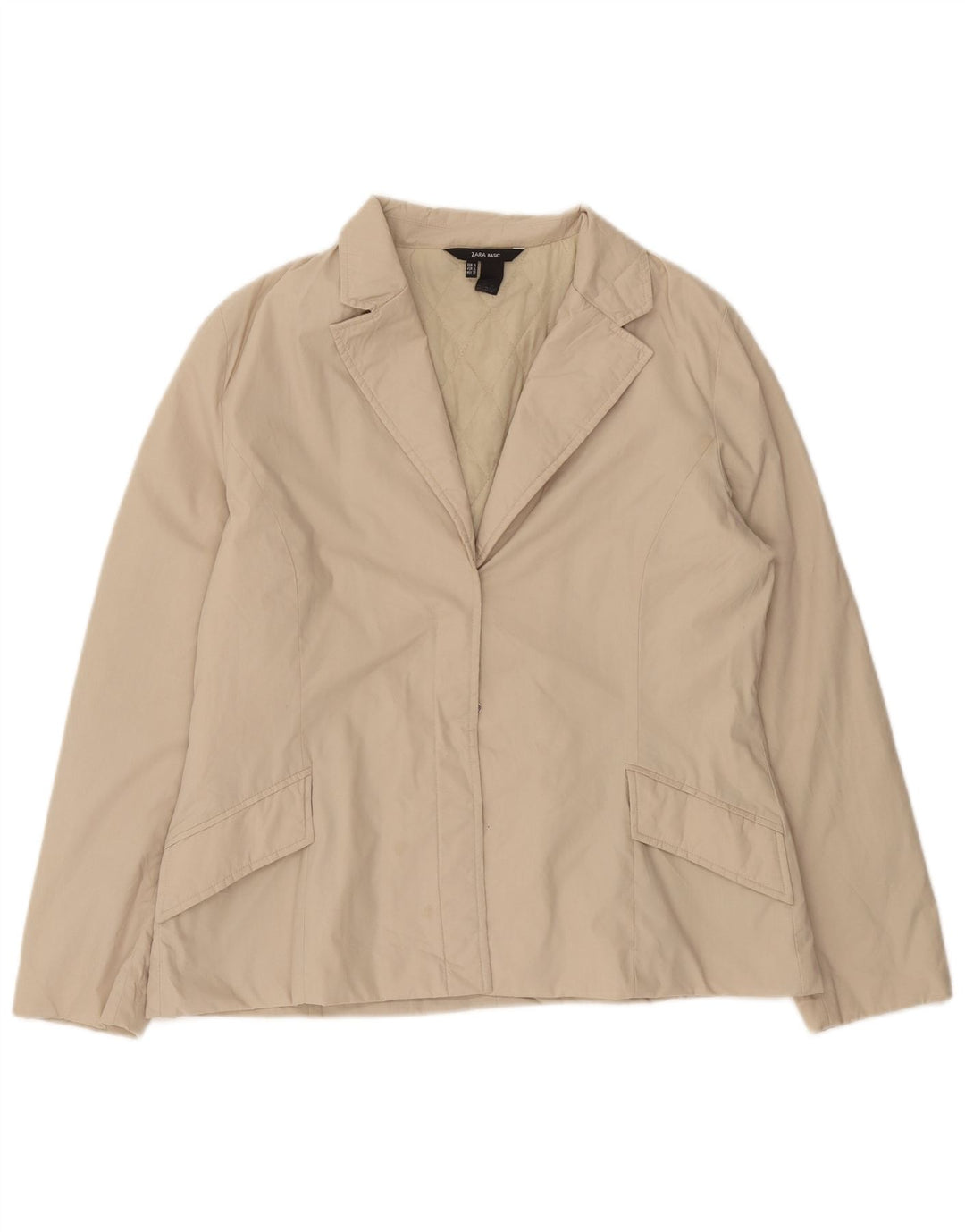 Jaqueta Blazer Zara Mulher UK 18 XL Bege Poliéster